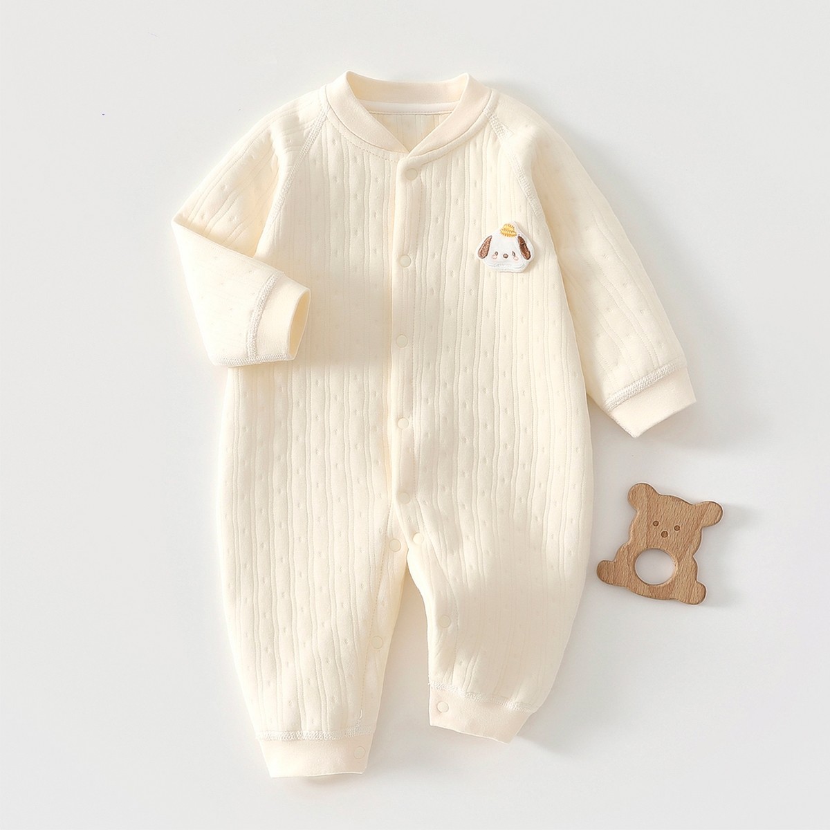 全棉纯棉新生婴儿衣服秋冬季夹棉连身衣/爬服/哈衣