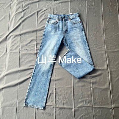 【封顶水洗】山羊Make 517版型冰蓝水洗微喇牛仔裤 cleanfit风