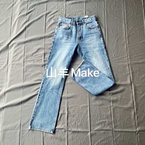 【封顶水洗】山羊Make517冰蓝自然落色水洗通勤百搭微喇牛仔裤