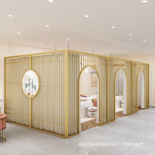 美容院屏风养生馆化妆店铁艺隔断墙床头疗足浴包间简约遮挡板无