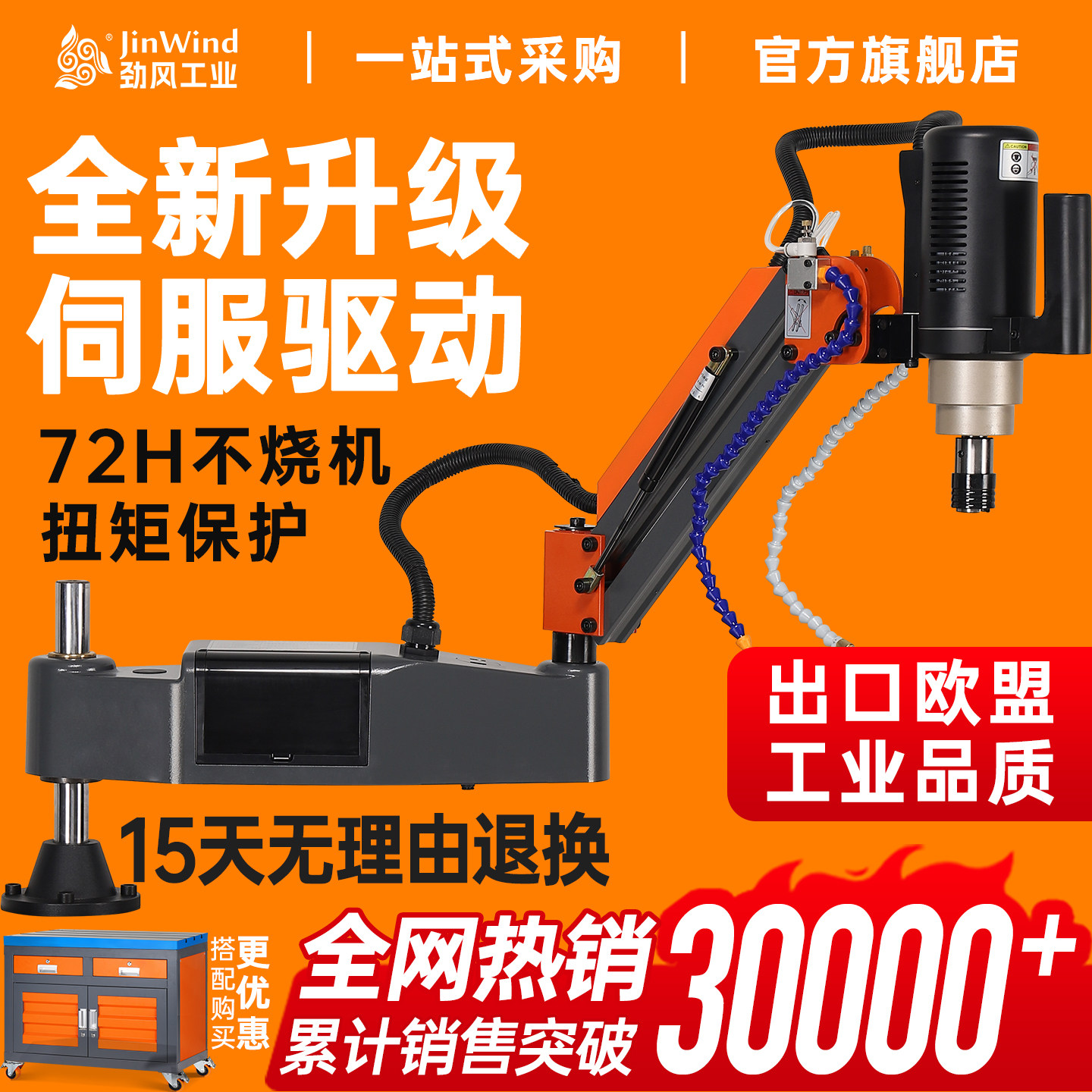 攻丝机全自动伺服马达M3/16/24智能数控摇臂垂直万向电动攻牙机