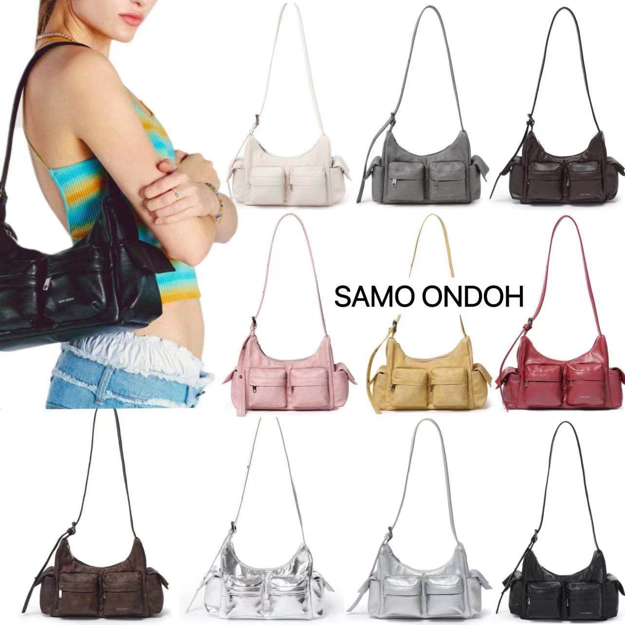 Samo Ondoh 韩版时尚女士腋下机车单肩包，多口袋可调节斜挎包