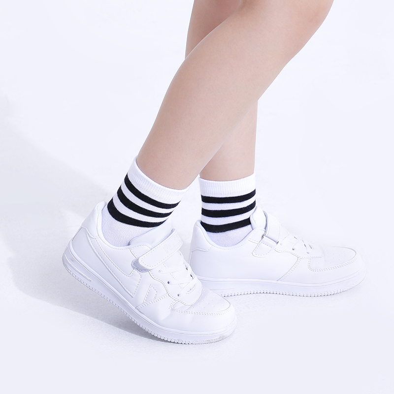 儿童纯棉女童运动袜男童全棉条纹