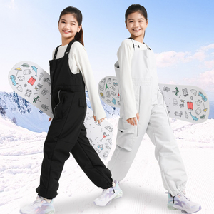 儿童滑雪服背带裤专业户外滑雪厚多口袋耐磨夹棉防风防水耐磨新款