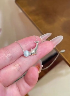 新款时尚个性鲸鱼小海豚项链女