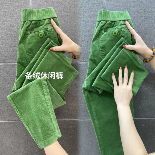 灯芯绒哈伦休闲裤 直筒长裤 今年流行 爆款 子 女士2024秋冬季 裤 新款