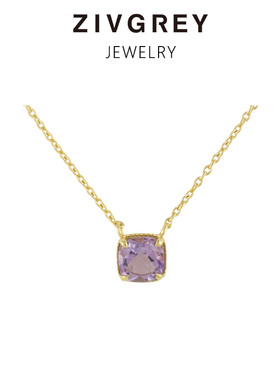 天然紫水晶小方糖项链