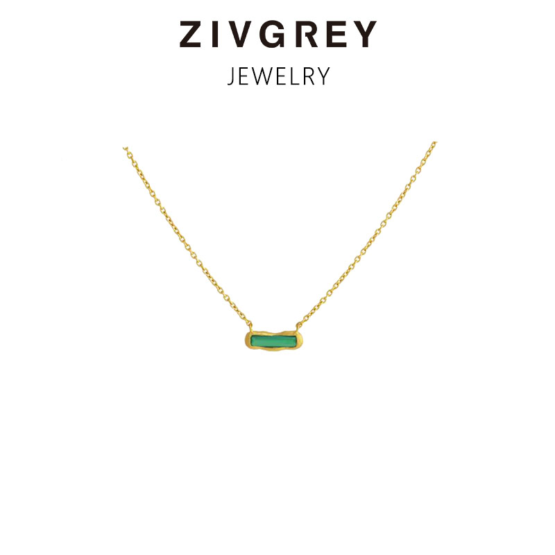 ZIVGREY复轻奢古绿玛瑙项链小众