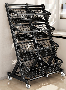 厨房蔬菜置物架落地多层菜篮子杂物收纳篮客厅零食收纳展示架货架