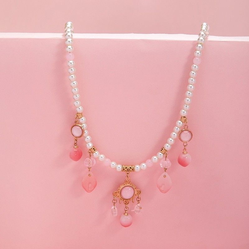 颈饰汉服国风秋冬古代少女项链清新首饰新中式陶瓷饰品颈链流苏女