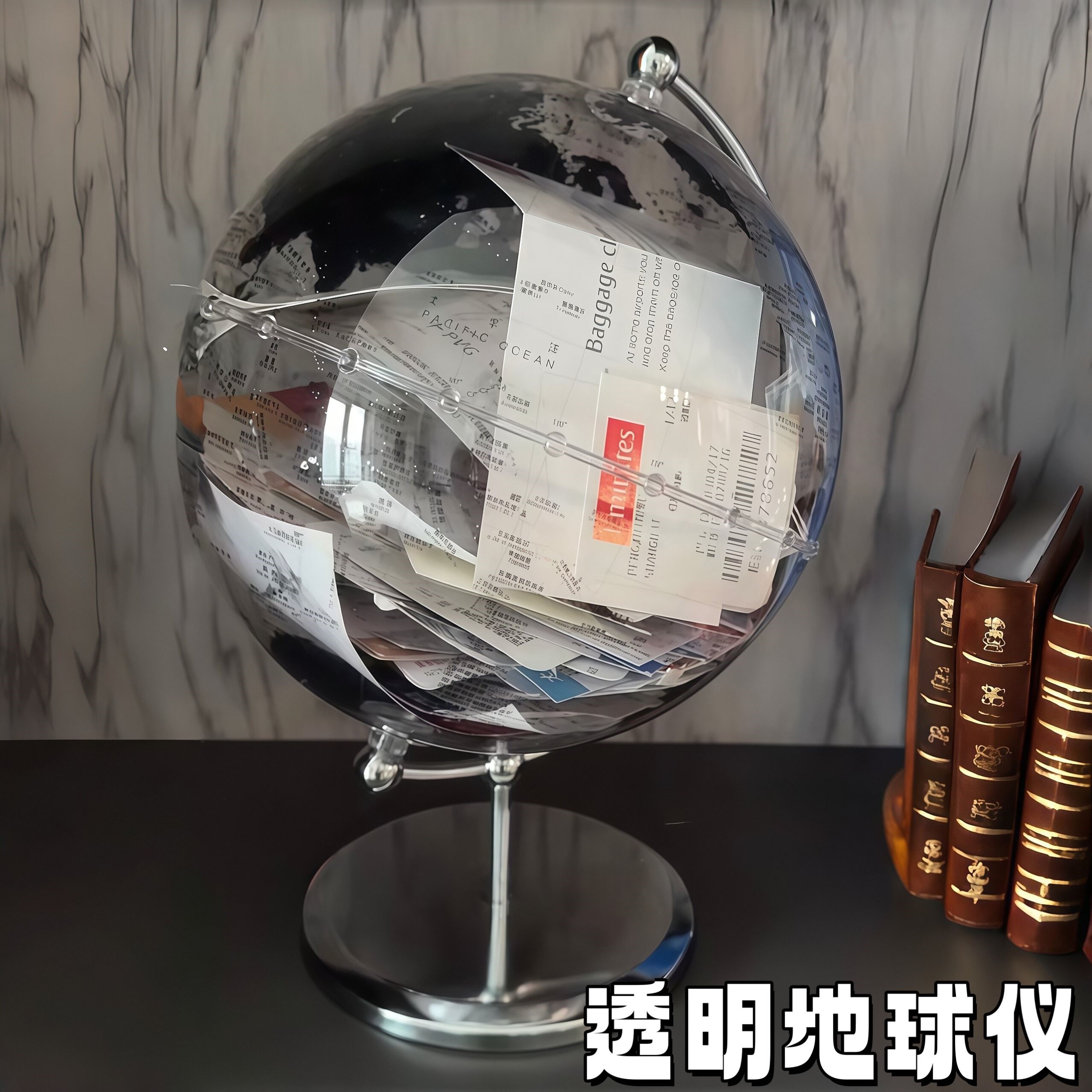 透明地球仪机票收纳纪念摆件