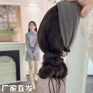 森系假发带发箍丸子头全头套女真人发丝发饰头顶高颅顶马尾百搭