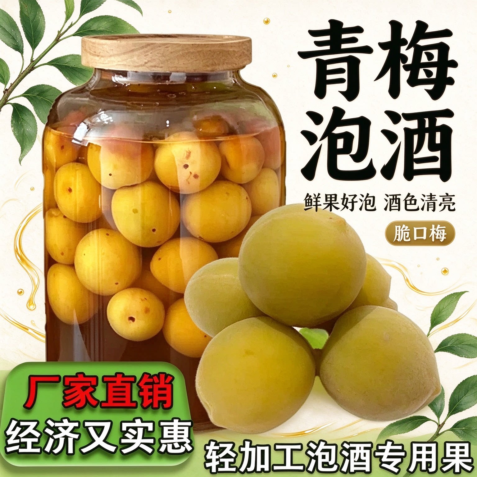 轻加工青梅鲜果泡酒半成品青竹梅酸梅子生零食专用完熟梅酿酒精选