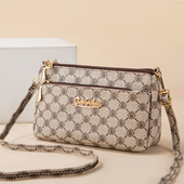 斜挎包女新款 时尚 印花女士单肩包双拉链大容量手机包零钱妈妈女包