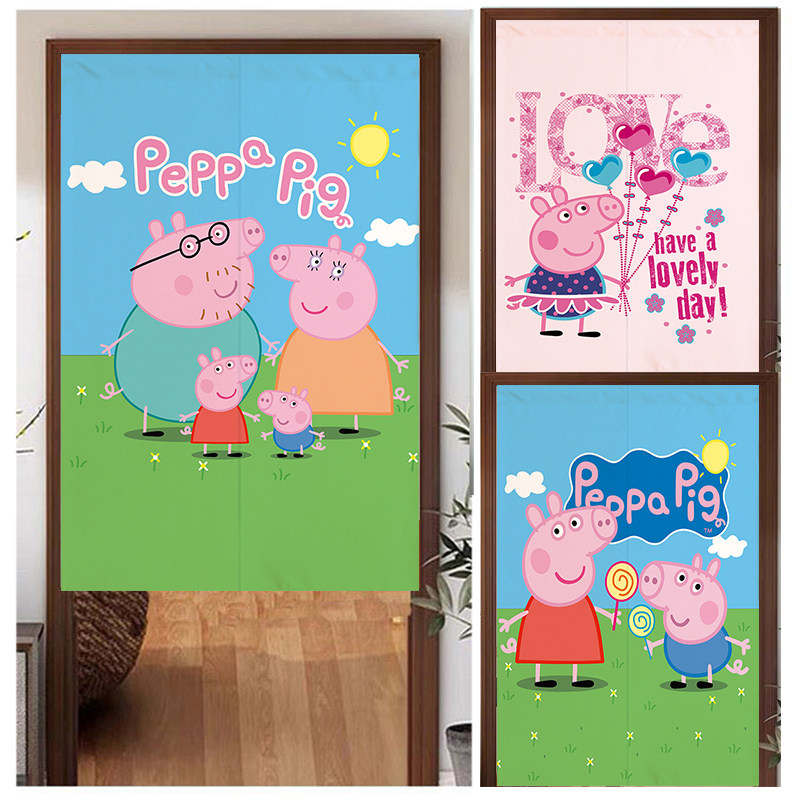 儿童房卡通家用门帘小猪佩奇卧室卫生间隔断帘可爱书房遮挡帘子