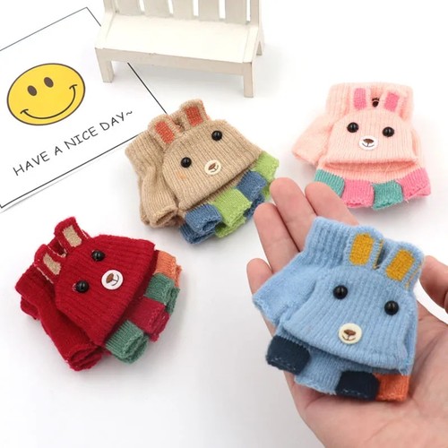 秋冬薄款宝宝儿童手套翻盖