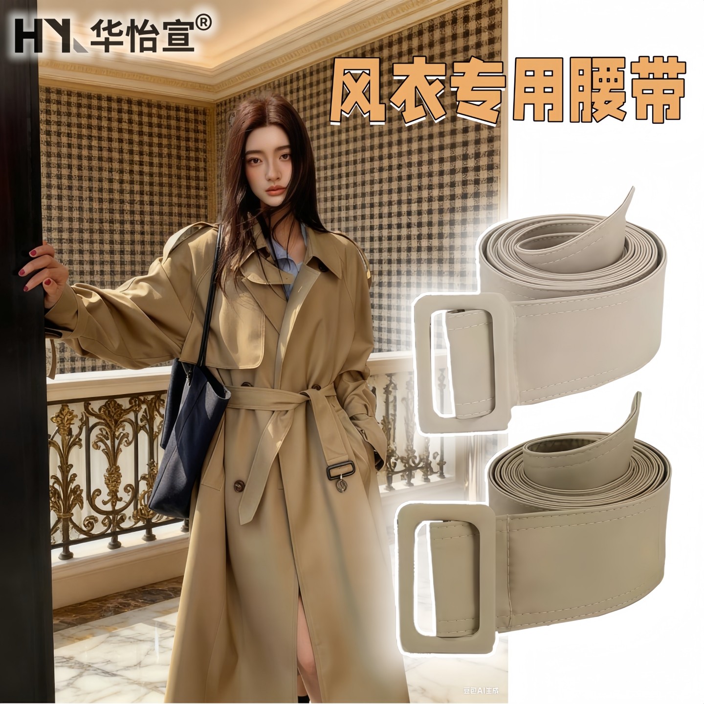 风衣专用腰带通用2025新款带卡其色带子配件黑色灰色米白色绑带