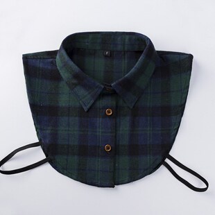 格子商务硬挺衬衫假领子男款春秋装饰职业装工装内搭白色衬衣假领