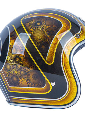 active region中国台湾AR哈雷大气复古经典黑金电动车3/4头盔