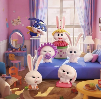 新款MINISO名创优品《爱宠大机密》小白兔老大盲盒可爱摆件礼物