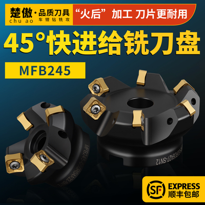 MFB245/45R铣刀盘88度快进给SNMX大切深45度重切削淬火飞刀盘SN12