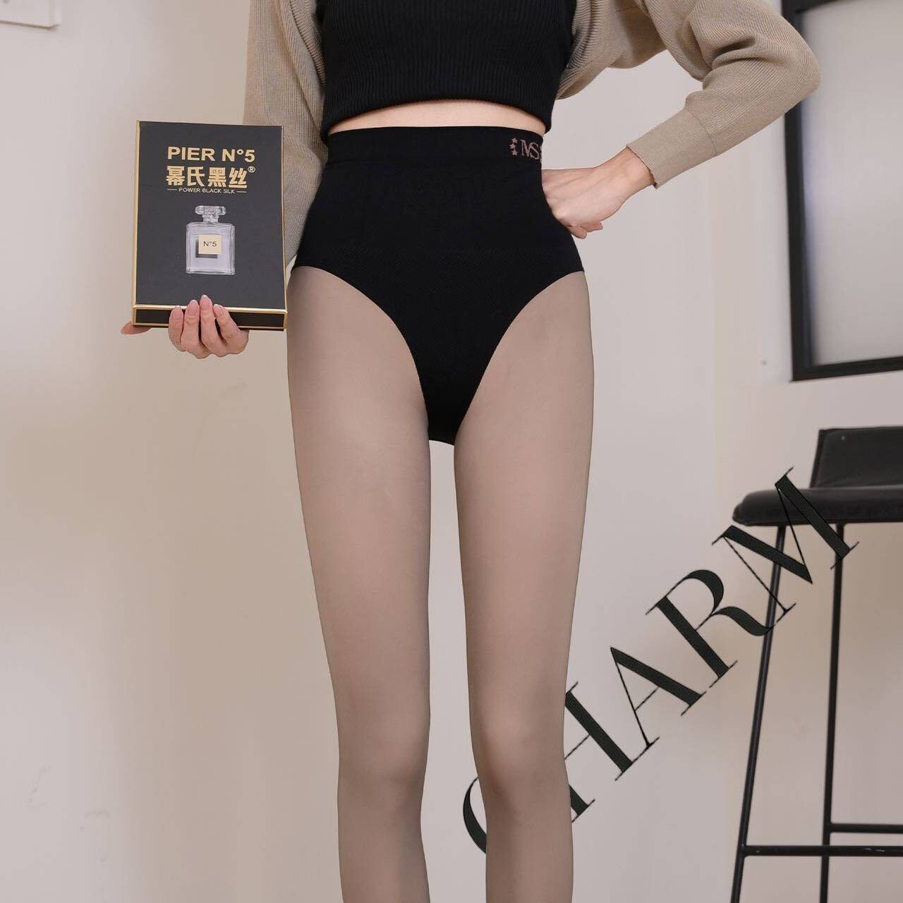 幂氏透肤假透肉加绒高腰连裤袜