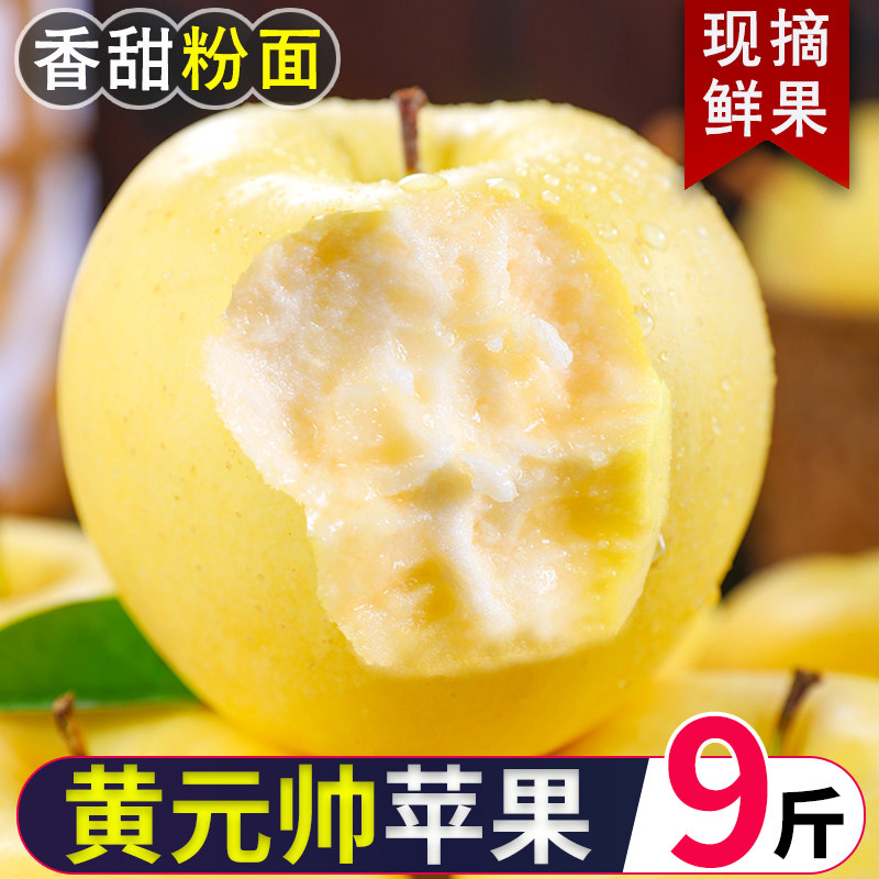 黄元帅苹果新鲜水果应当季宝宝粉面黄金帅正宗烟台黄香蕉9斤整箱