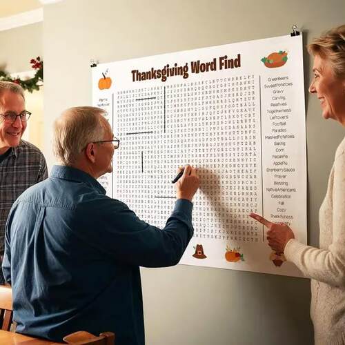 跨境爆款Jumbo Thanksgiving Word Search Poster 感恩节单词海报