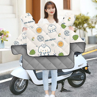 女士电动车挡风被冬季加厚加绒电摩电瓶摩托车防水防风罩四季通用