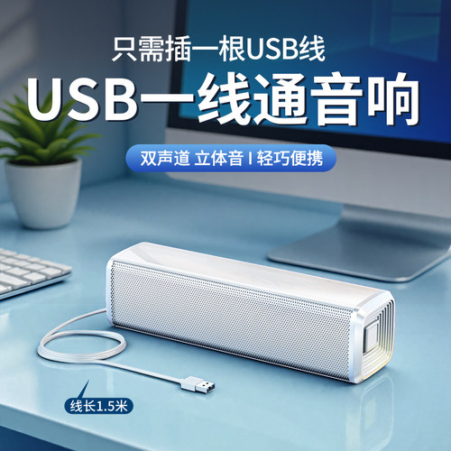 USB一线通有线音响便携双声道