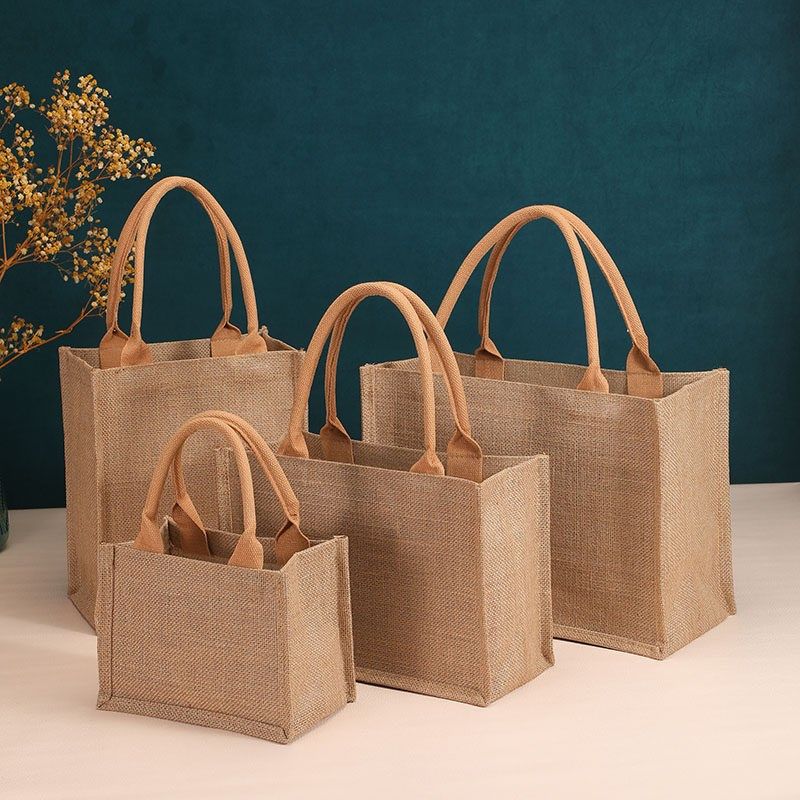 手提袋源头工厂现货无印同款良品麻布袋环保立体手提袋定做印LOGO