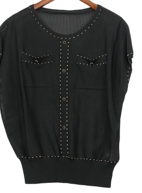 L牌精选品牌女装高端休闲时尚气质百搭女黑色上衣睐A2-29219