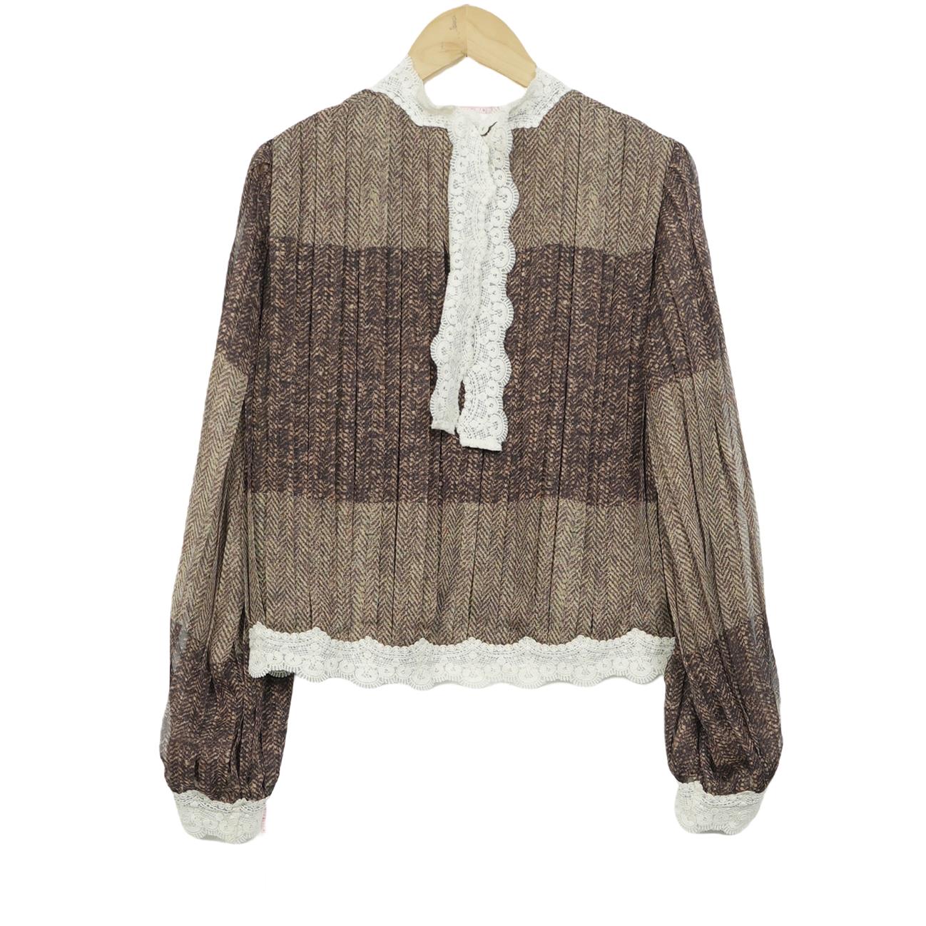 TOJI佗寂品牌撤柜折扣女装百搭时尚气质休闲咖色上衣A34-11E100