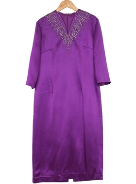 六礼LOOLAYY精选品牌女装高端时尚气质百搭紫色连衣裙A3-17782