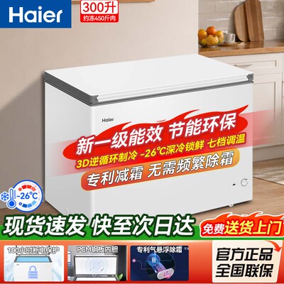 海尔300升大容量全冷冻零下35度超低温速冻冰柜家用新一级能效