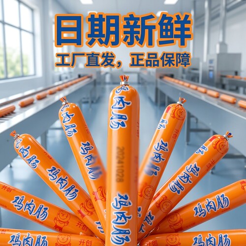 开创火腿肠风味鸡肉肠60g整箱泡面搭档烧烤香肠即食鸡肉香肠批发