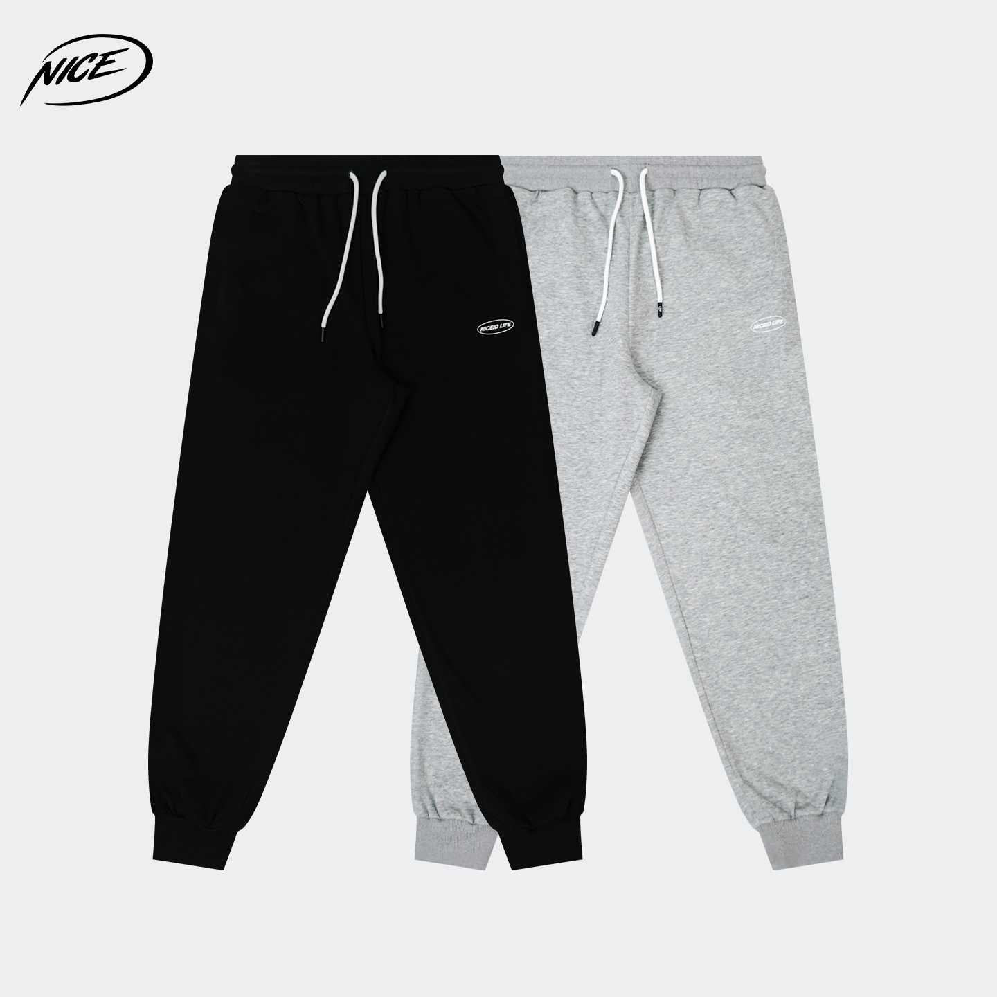 NICEID NICE LIFE运动裤春秋宽松直筒束脚长裤印花标语篮球训练裤