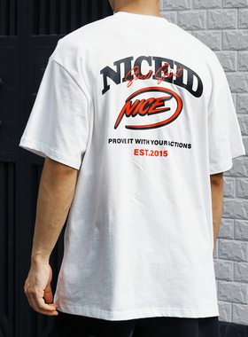NICEID NICE 圆领运动美式T恤百搭潮流宽松小领口篮球短袖男女
