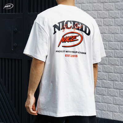 NICEID NICE 圆领运动美式T恤百搭潮流宽松小领口篮球短袖男女