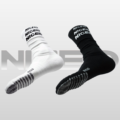 NICEID NICE提花高帮休闲篮球袜高筒运动跑步健身毛巾底包裹球袜