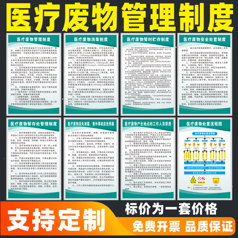 医疗废物管理制度牌诊所规章制度医院垃圾处置流程图管理应急预案工作