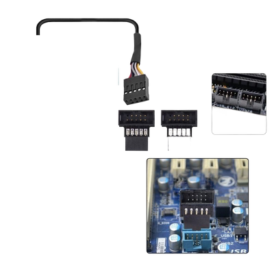 2个台式机主板USB2.0 9Pin/10Pin插座90度转向弯头转水冷换接头