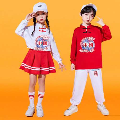 儿童啦啦队国学服女童汉服表演服
