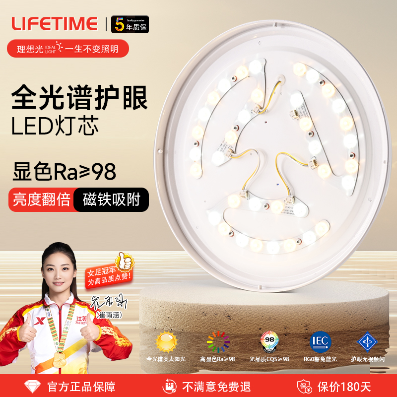 全光谱led灯芯Ra98高显护眼吸顶灯风扇灯替换光源圆形智能模组