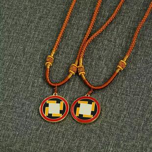 万字符项链2.6CM江氏黄铜镀金双面万字蓝边黄边绿边黑边项链吊坠