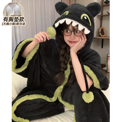 冬季睡衣女款睡袍斗篷浴袍可外穿