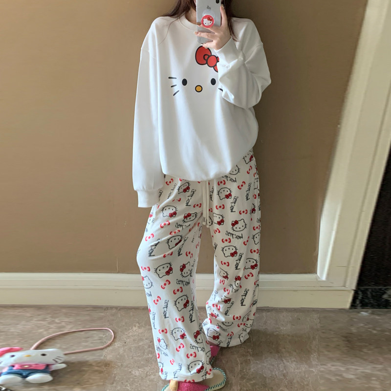 双口袋宽松直筒冬天加厚珊瑚绒