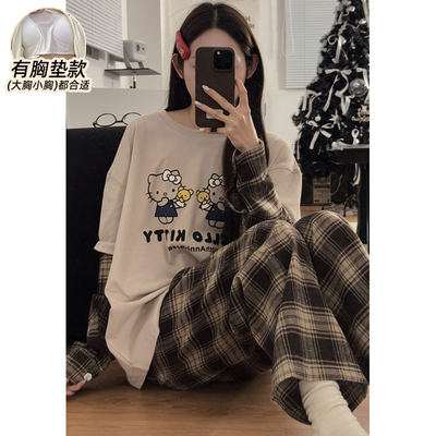 春秋季睡衣女款长袖2025新款纯棉