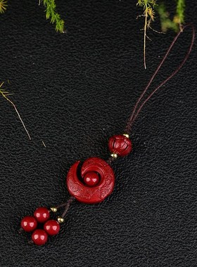 紫金砂朱砂吊坠时来手机链莲花吊坠挂件朱砂吊坠低含量手机挂件