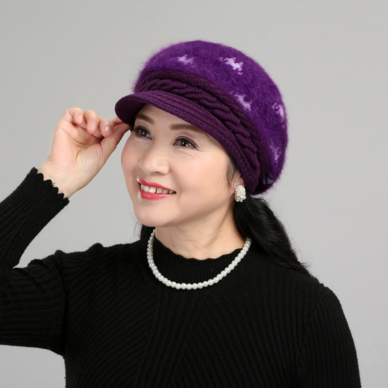 尾货季女针织毛线帽套头女帽加厚保暖冬帽时尚兔毛帽